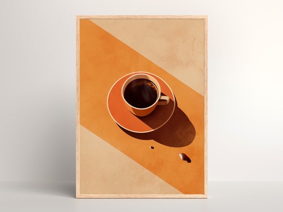 Mid Century Coffee Wall Art Retro Print 70s Poster Vintage Kitchen Decor Gift For Lover