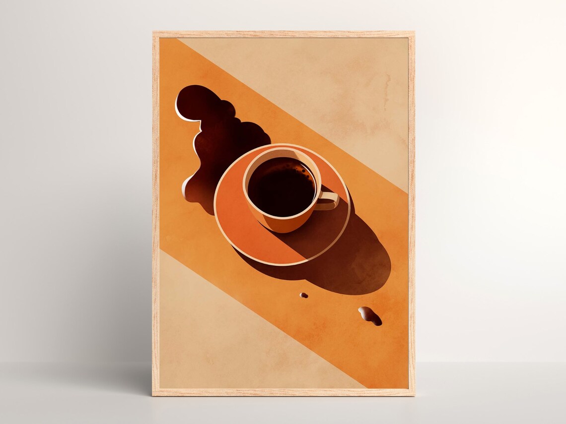 Retro Coffee Mid-Century Boho Kitchen Art Print