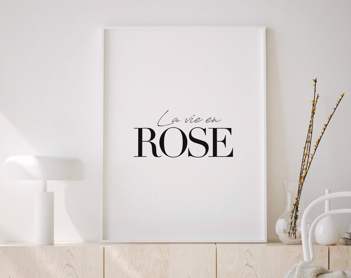 La Vie En Rose French Quote Typography Art Print