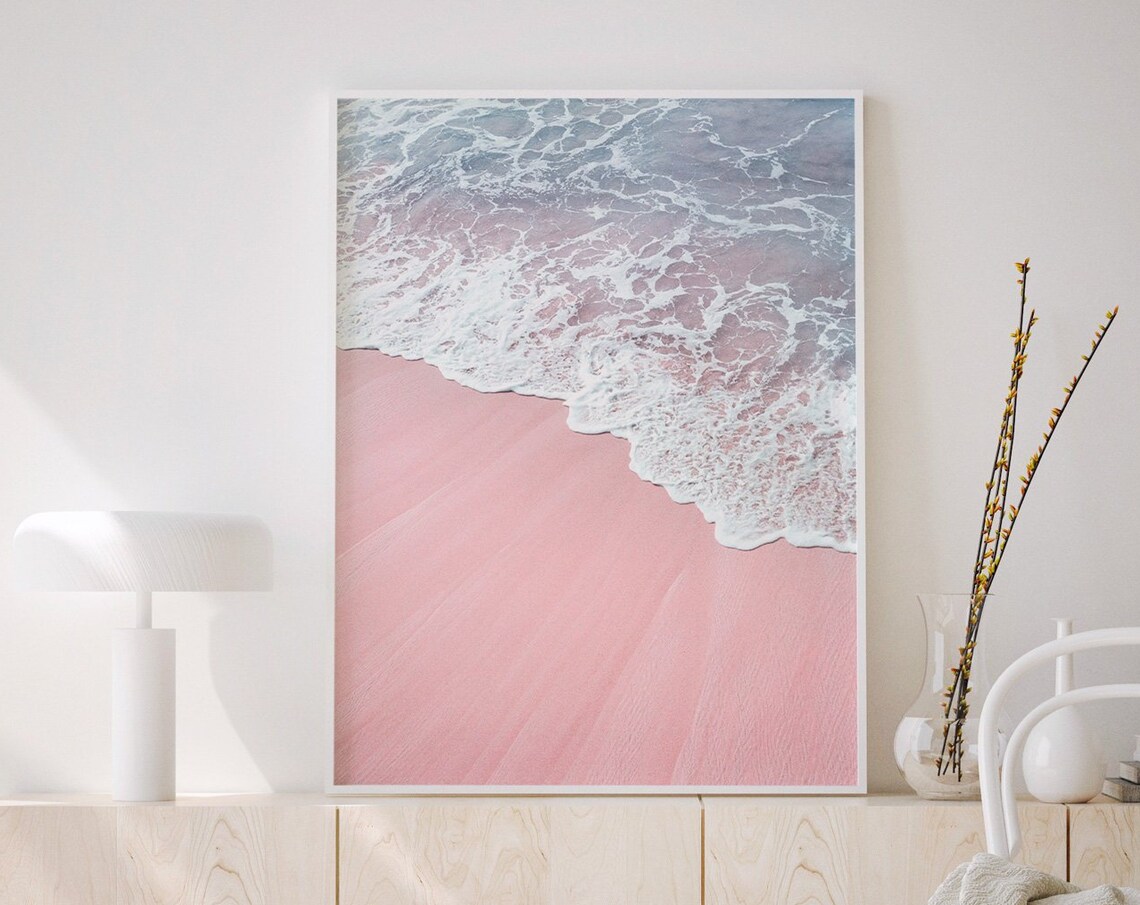 Beach Pink Art Coastal Photography Wall Art Print