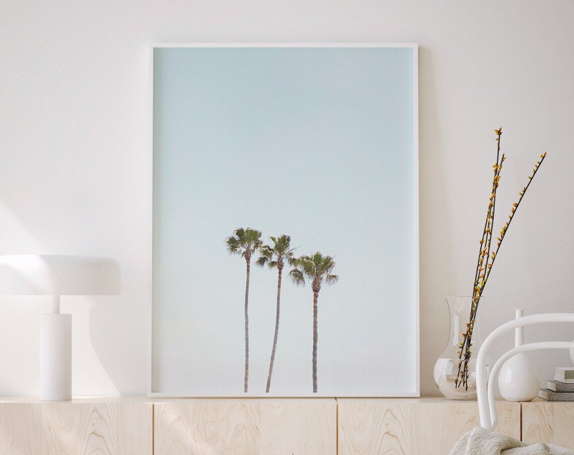 Minimalist Palm Leaf Art Print, Tropical Poster