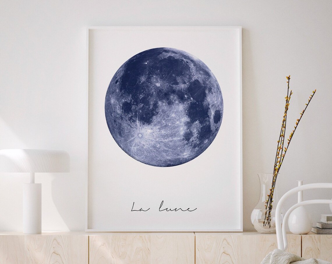 La Lune Moon Poster, Celestial Wall Art Print