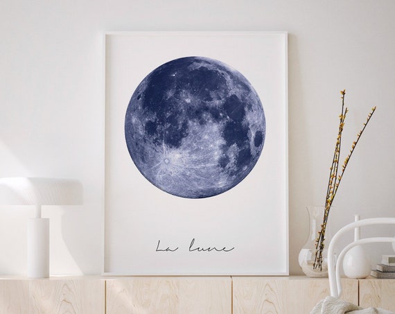 La Lune Moon Poster, Celestial Wall Art Print