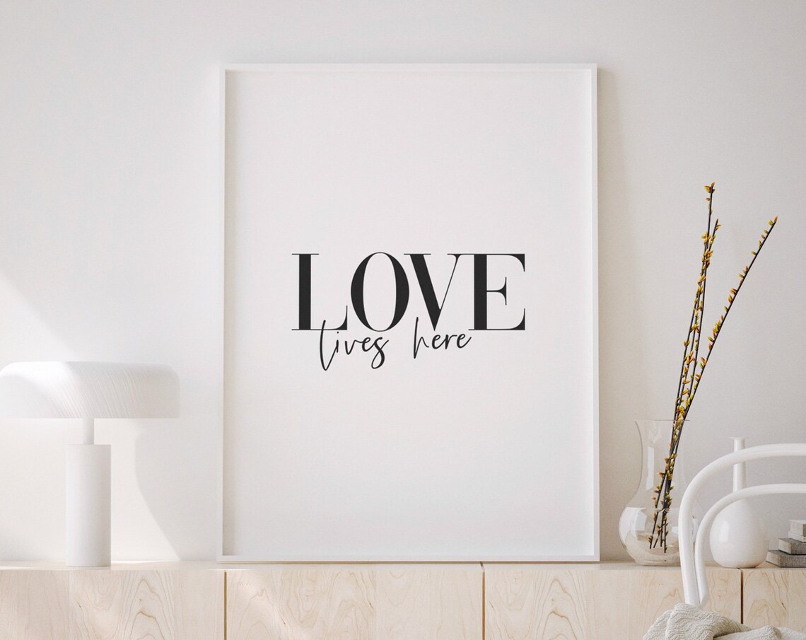 Love Lives Here Sign, Valentine Wall Art Print