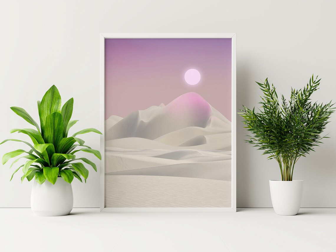 White Desert Landscape, Pink Boho Decor Collage - Image 2