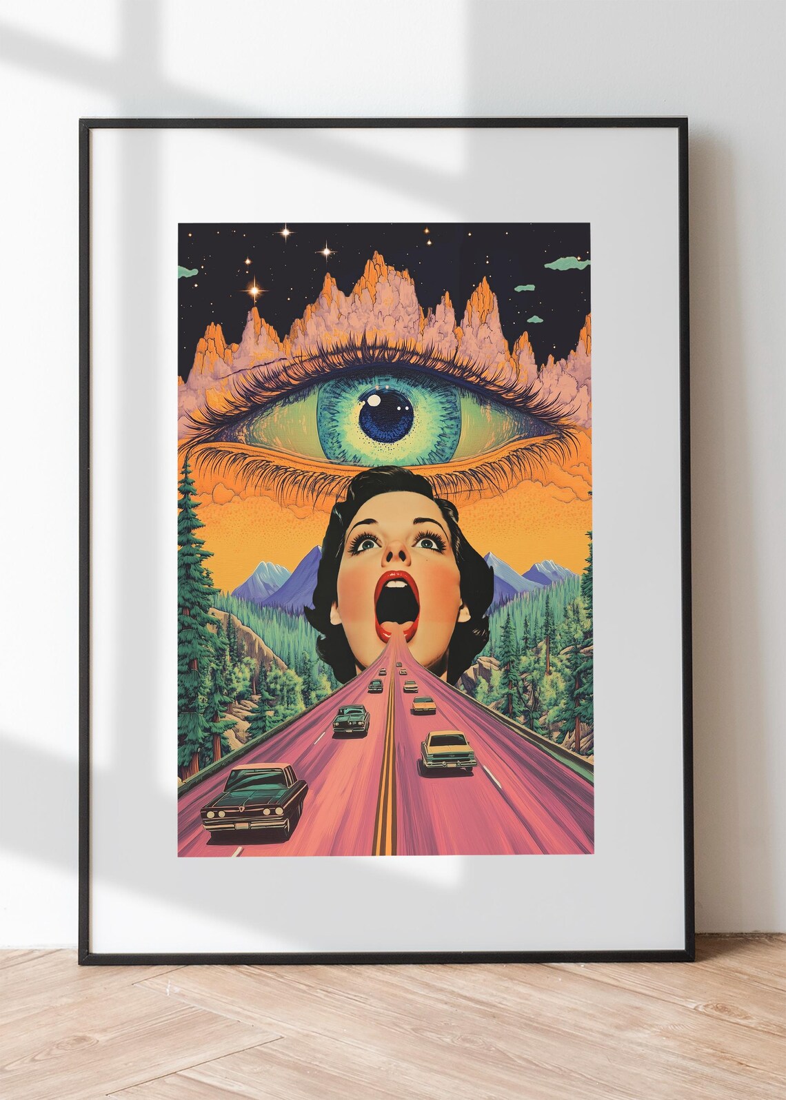 All Seeing Eye Retro Surreal Art Print - Image 3