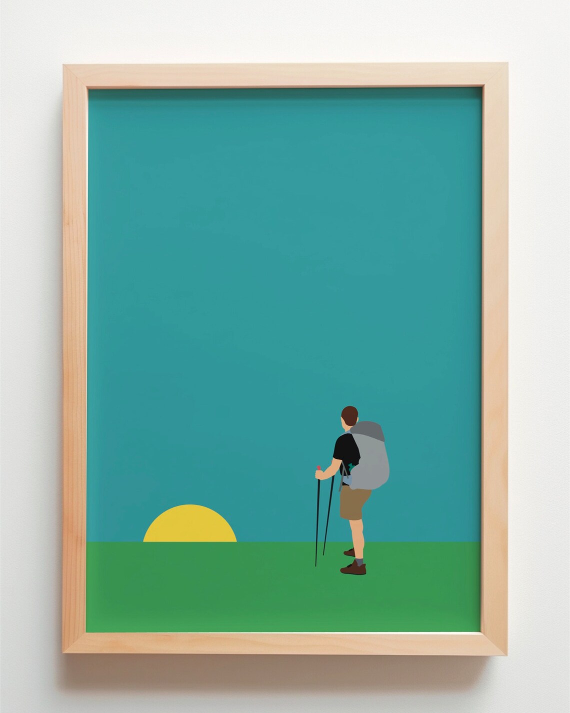Hiker Minimal Modern Art Print, Hiking Mountains - Image 4