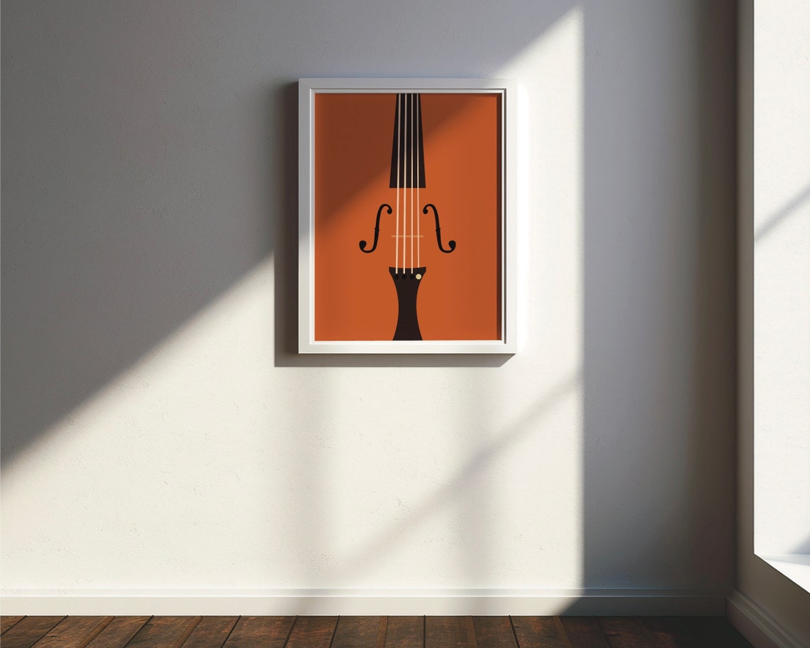 Violin Close Up Minimalist Orange Music Instrument Art Poster - Image 5