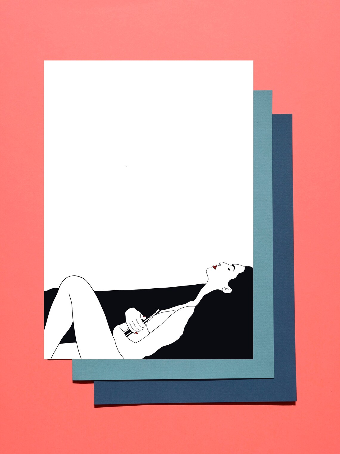 Naked Lines Reclining Woman Sofa Minimalist Line Art Sketch Poster - Image 5