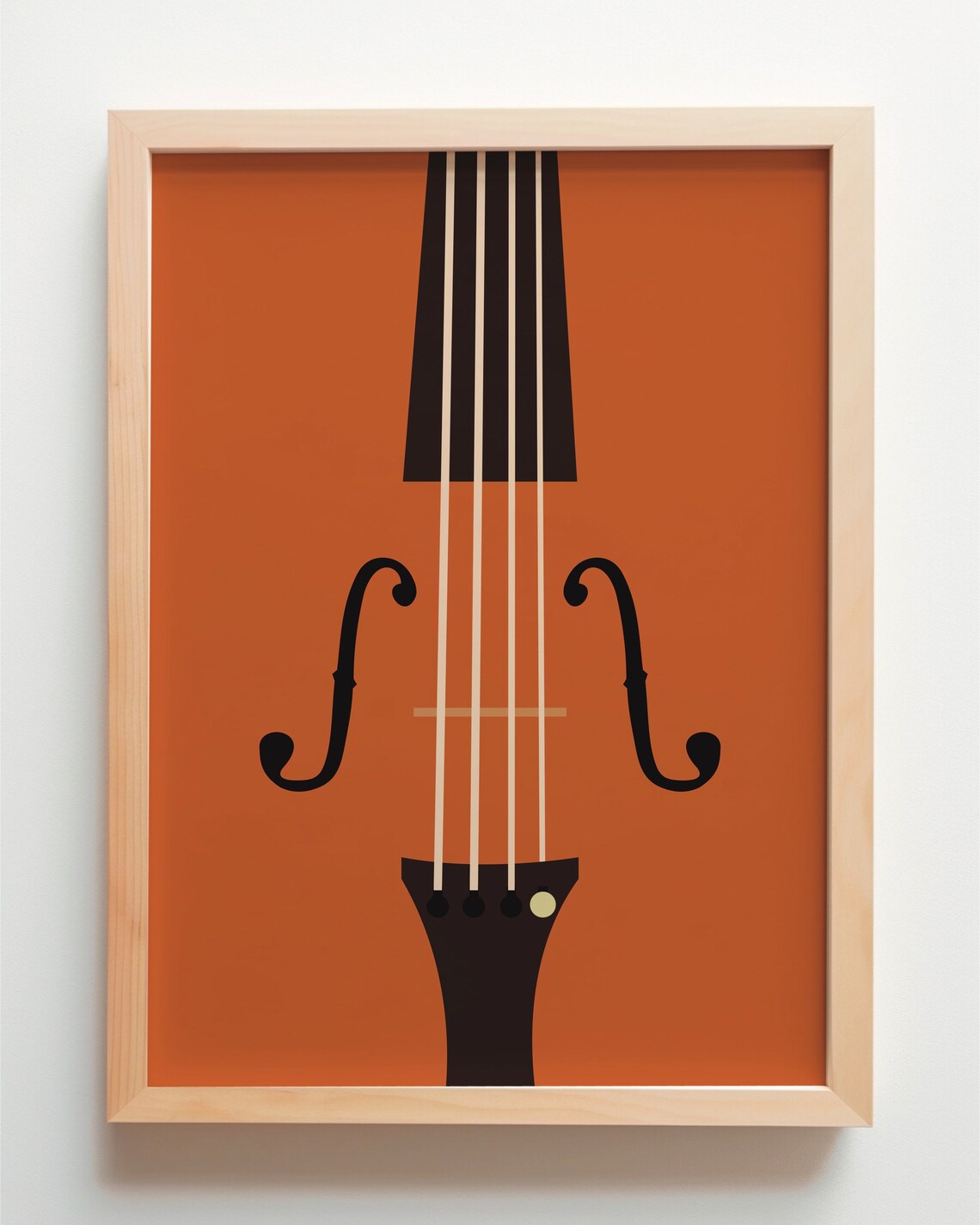 Violin Close Up Minimalist Orange Music Instrument Art Poster - Image 3