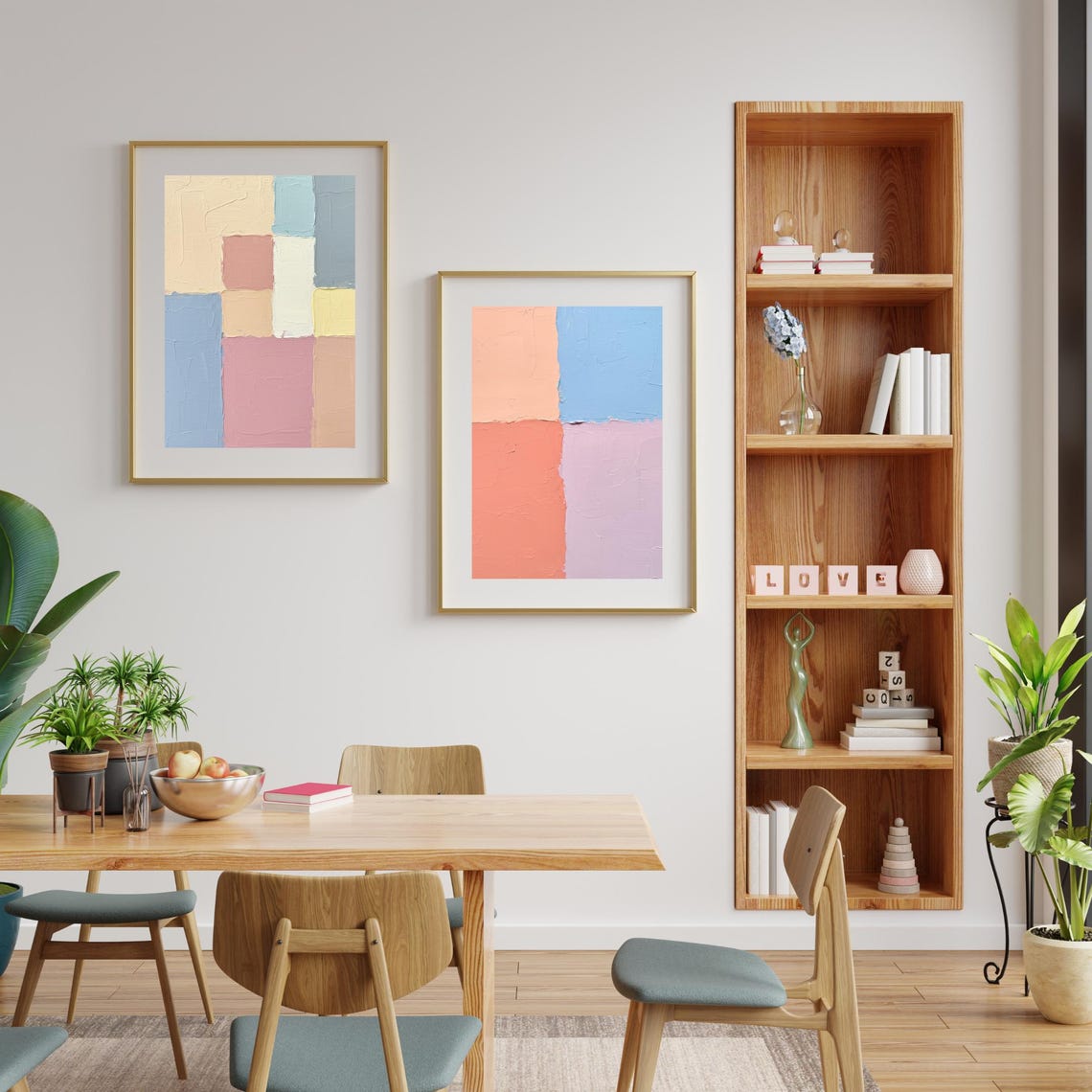 Pastel Geometric Color Blocks Soft Modern Abstract Art Poster - Image 2