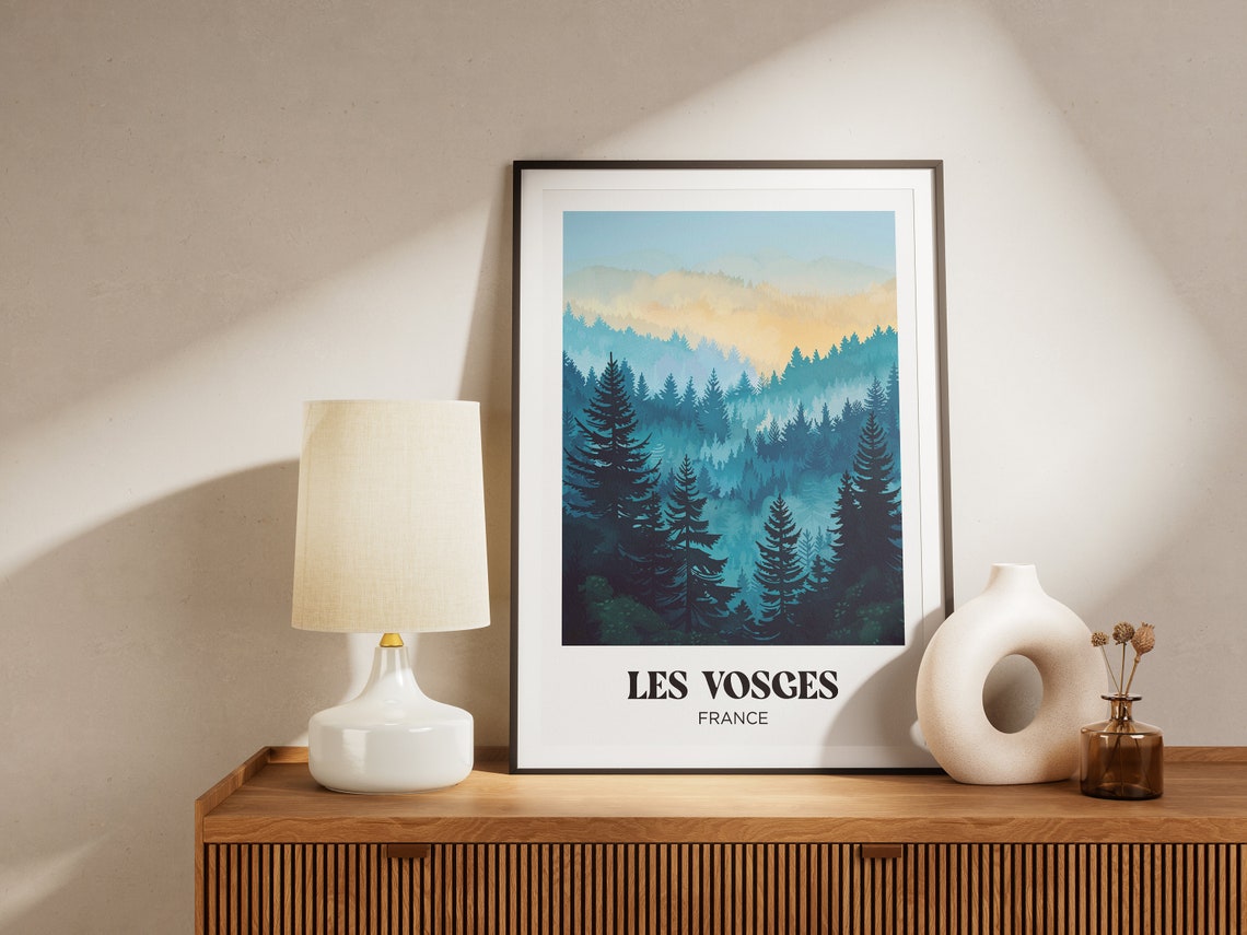 The Vosges Travel Poster The Vosges Illustration The Vosges Travel Poster Eastern France The Vosges Wall Decoration Lorraine Forest - Image 4