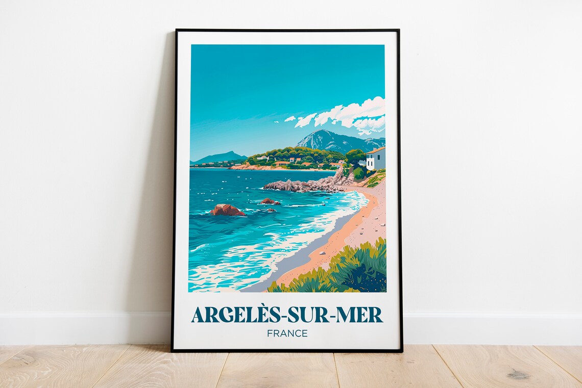 Argelès-sur-Mer Travel Poster, Mediterranean Wall Art