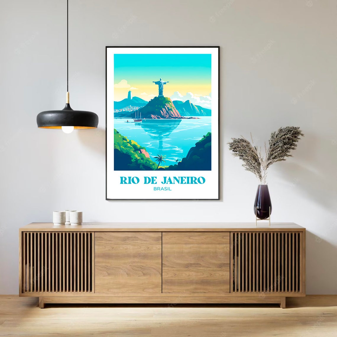 Rio de Janeiro Brasil Christ the Redeemer Bay View Travel Poster - Image 3