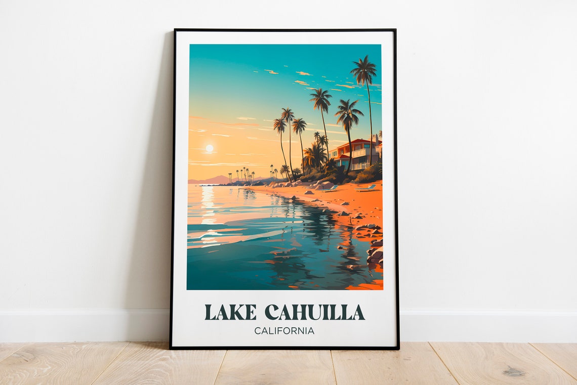 Lake Cahuilla Travel Poster Usa Wall Art Print America Painting Illustration Lake California Watercolor Home Decor