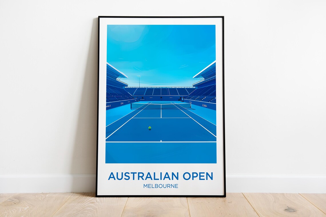 Australian Open Watercolor Tennis Court Art Print