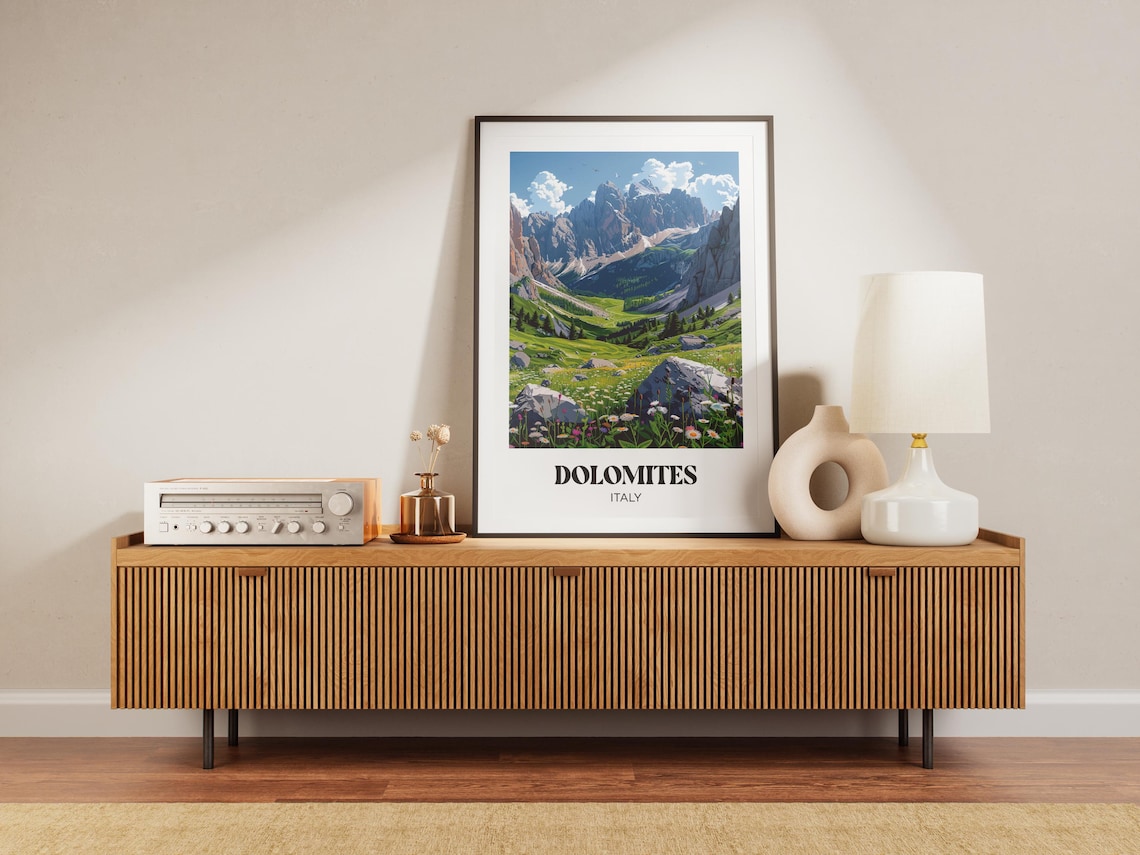 Dolomites Travel Poster, Mountain Landscape Art Print - Image 3