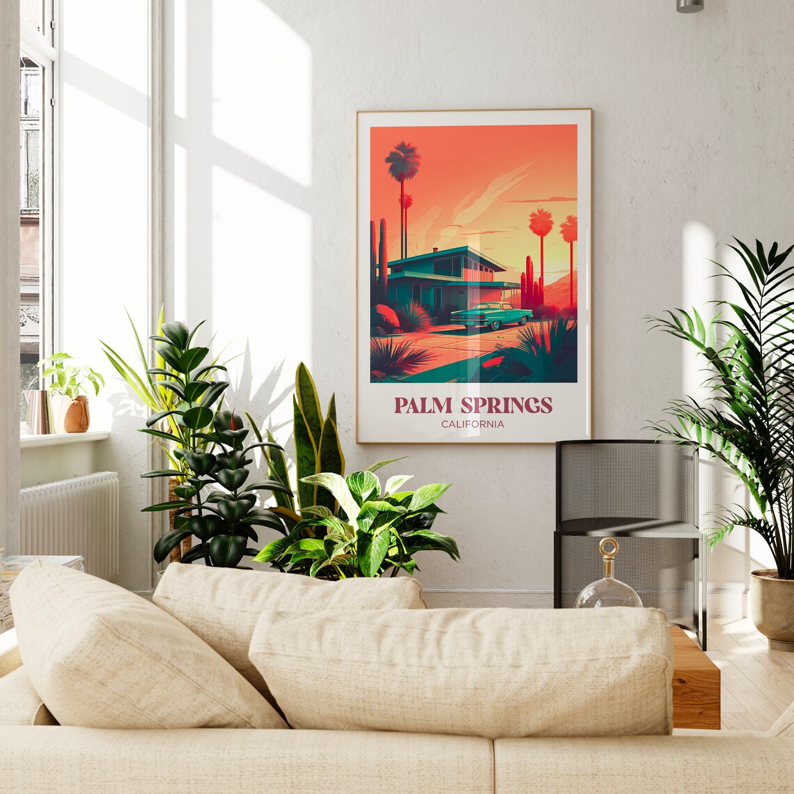 Palm Springs Travel Poster California Wall Art Print United States Illustration California Watercolor Home Decor Retro Poster - Image 2