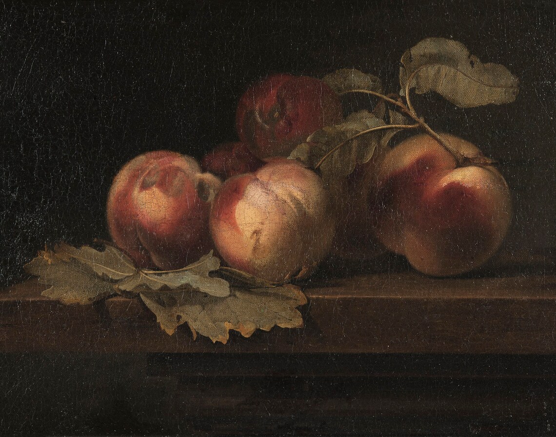 Vintage Kitchen Still Life, Peach Oil Painting Art Print - Image 3