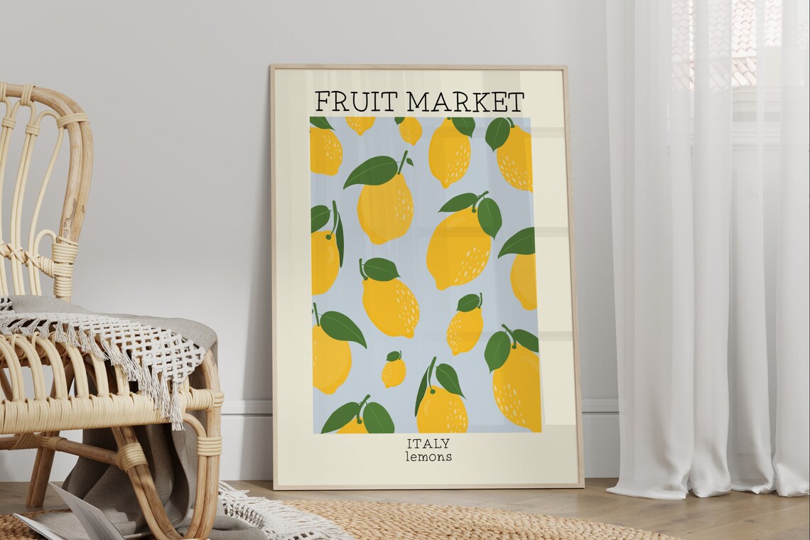 Fruit Market Lemon Art Print, Kitchen Wall Art