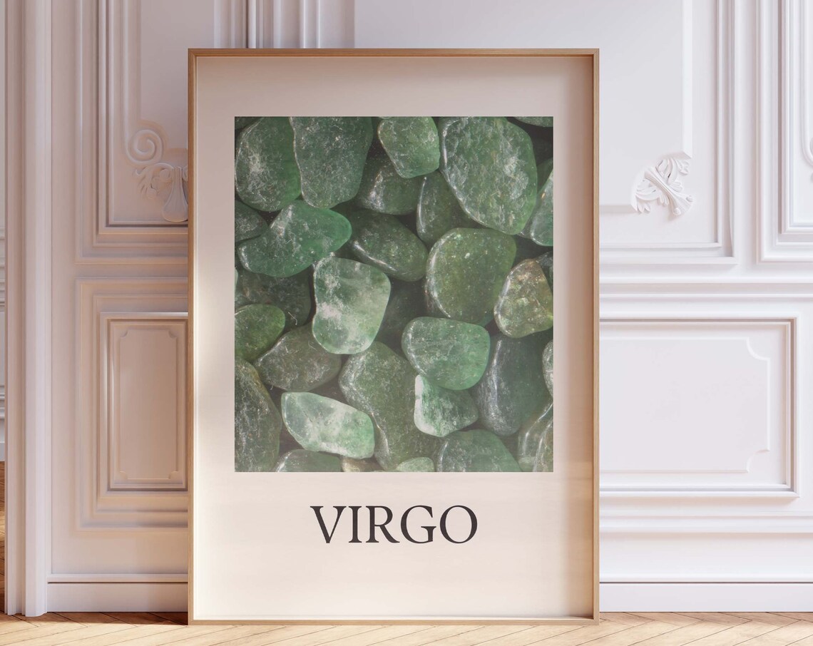 Virgo Zodiac Green Gemstone Crystal Photography Minimalist Art Poster