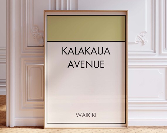 Kalakaua Avenue Waikiki Monopoly Style Property Card Poster Art