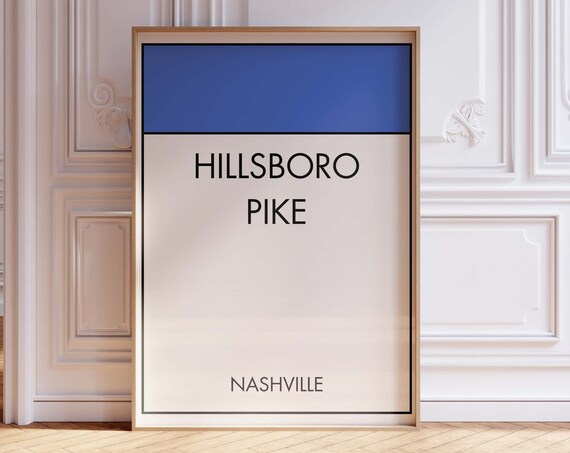 Hillsboro Pike Nashville Tennessee Minimalist Street Sign Poster