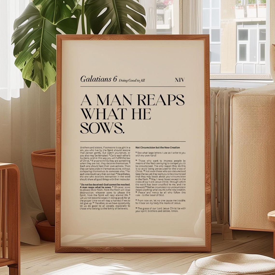 Galatians 6 A Man Reaps What He Sows Let Us Not Become Weary In Doing Good Bible Verse Wall Art Scripture Print Christian Gift - Image 4