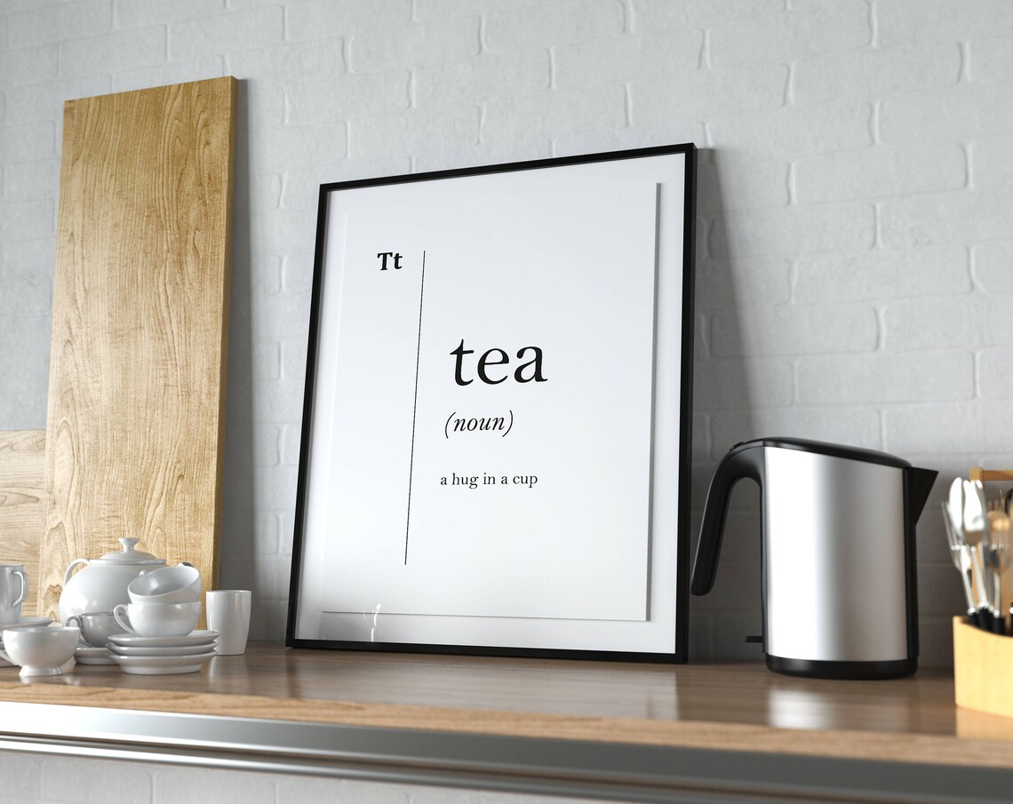Tea Dictionary Definition A Hug In A Cup Typography Kitchen Poster - Image 2
