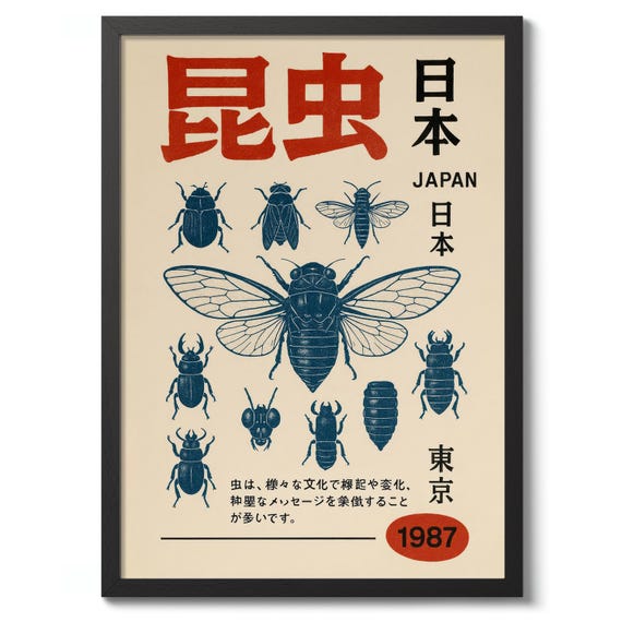 Moths Japan Print Japanese Wall Art Poster Naturalism Decor Insect Zoology Gift