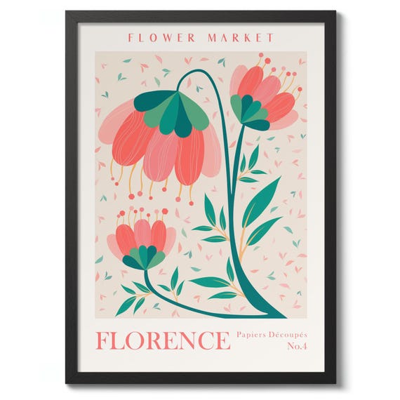 Florence Flower Market Print Illustration Poster Nature Wall Art Decor Mediterranean Gift