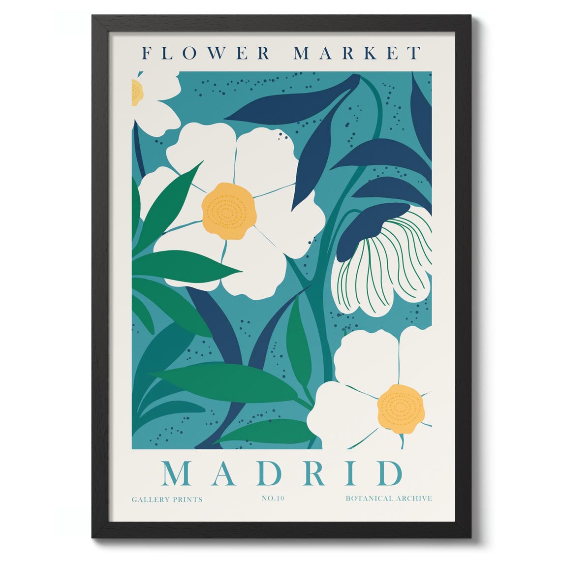 Madrid Flower Market Graphic Illustration Print And Petal Poster Nature Wall Art Decor Gift