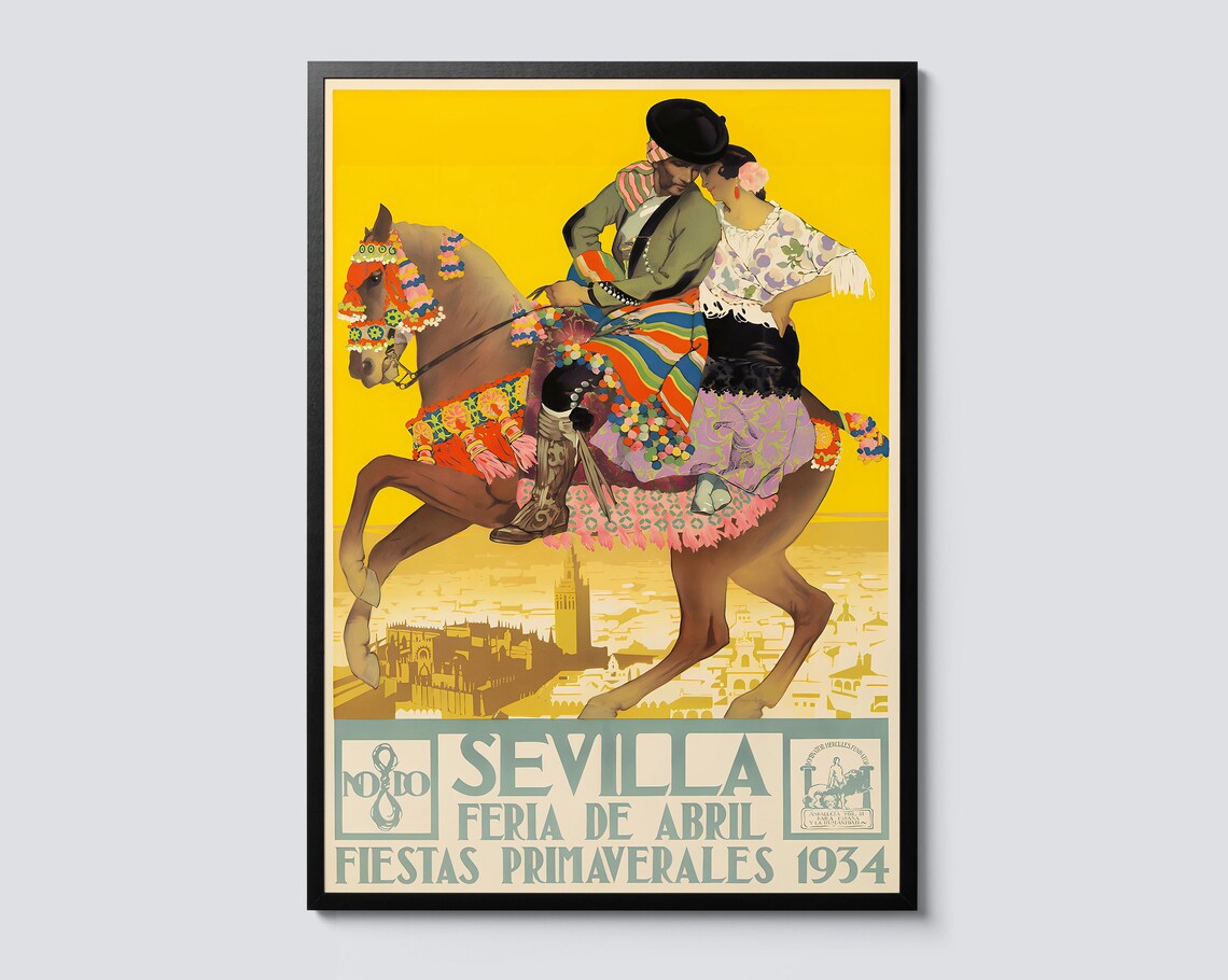 Sevilla Spain Vintage Travel Poster, Horse Theme
