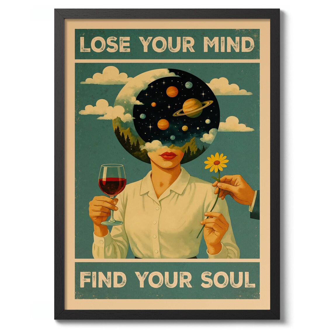 Lose Your Mind Find Your Soul Vintage Surrealist Quote Poster