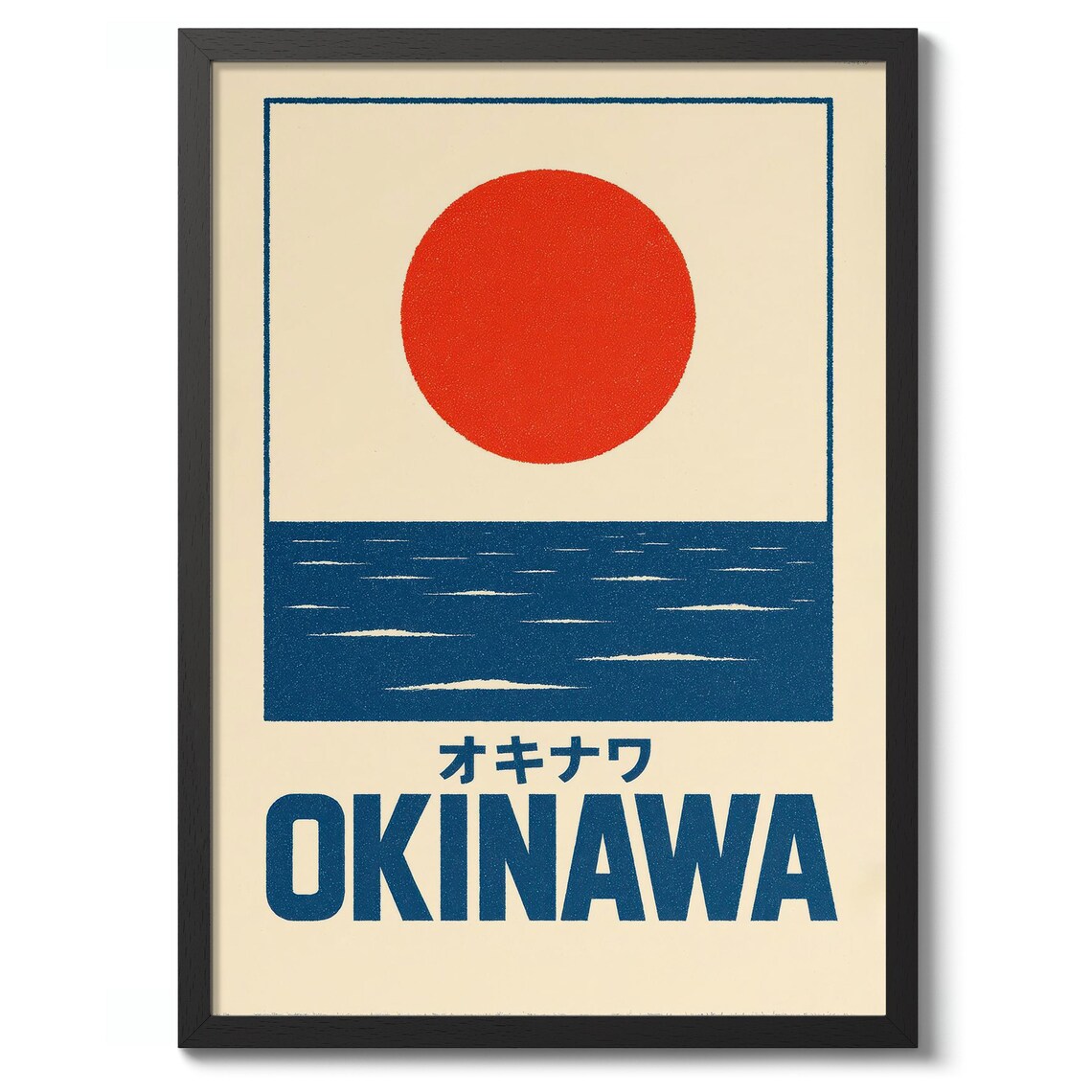 Okinawa Japan Giant Red Rising Sun Vintage Graphic Travel Poster