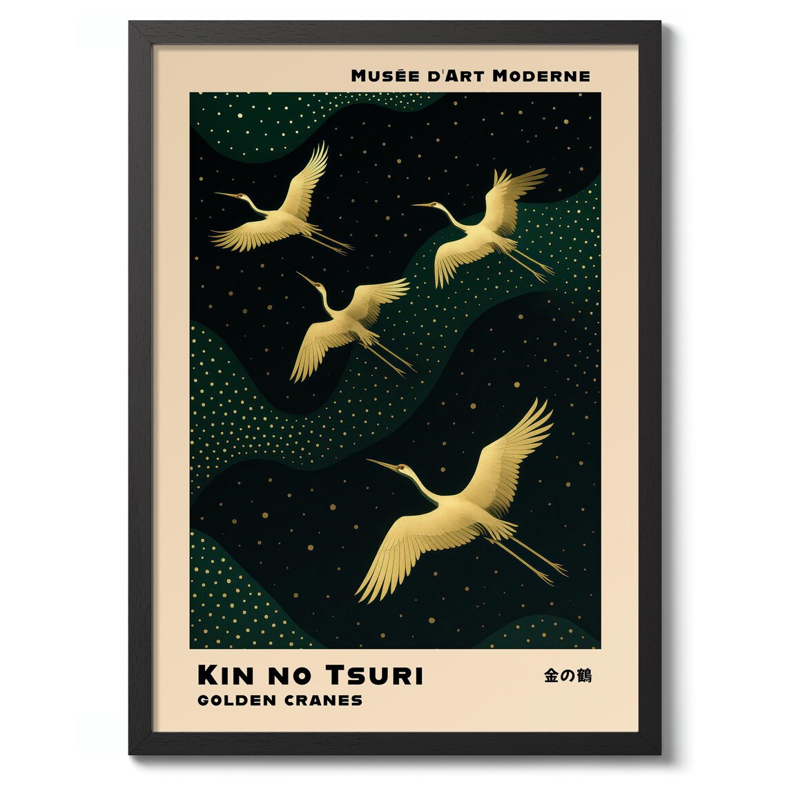 Kin No Tsuri Golden Cranes Japanese Exhibition Poster Art Deco Style