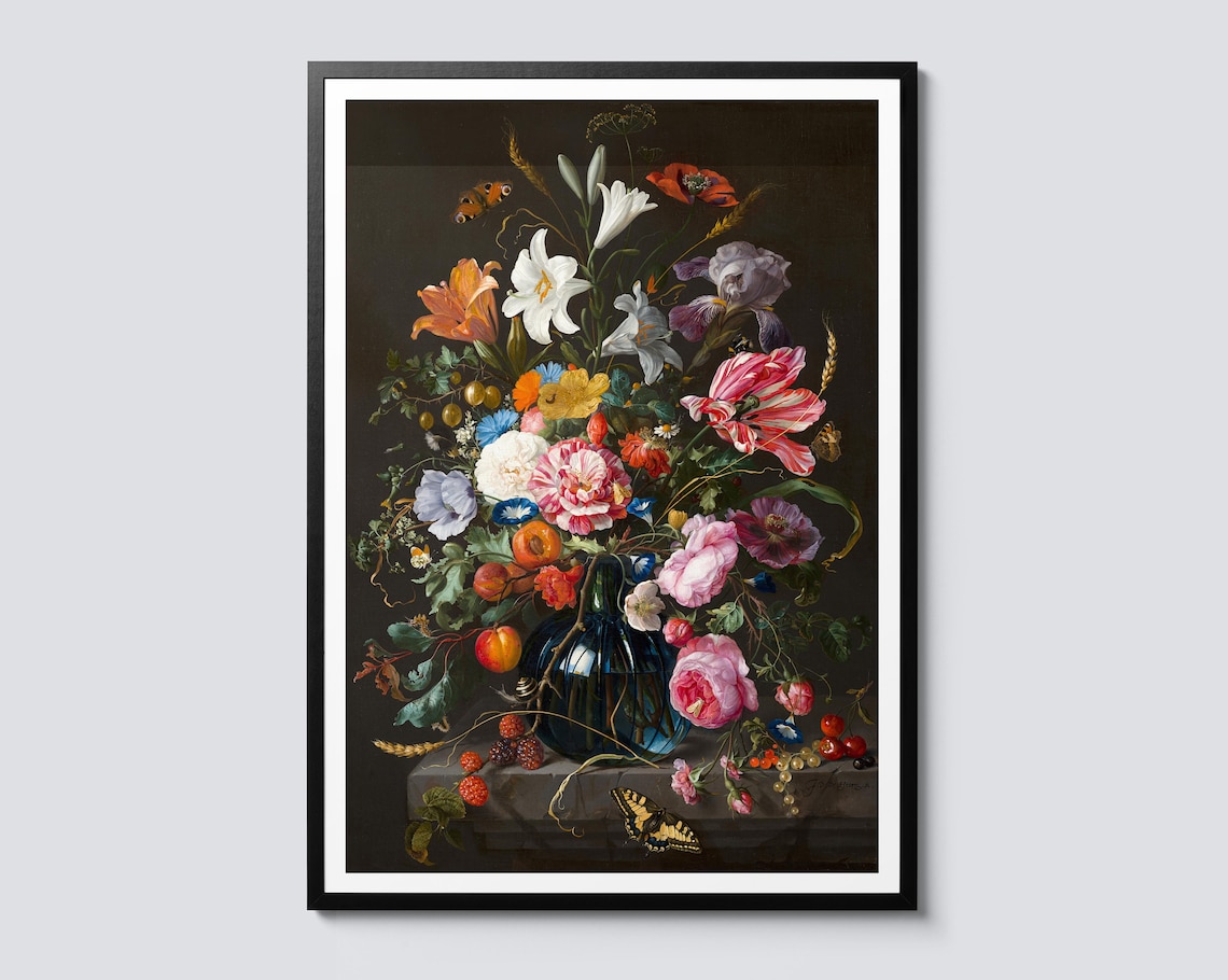 Vase Of Flowers By Jan Davidsz De Heem, Vintage Floral Art Print