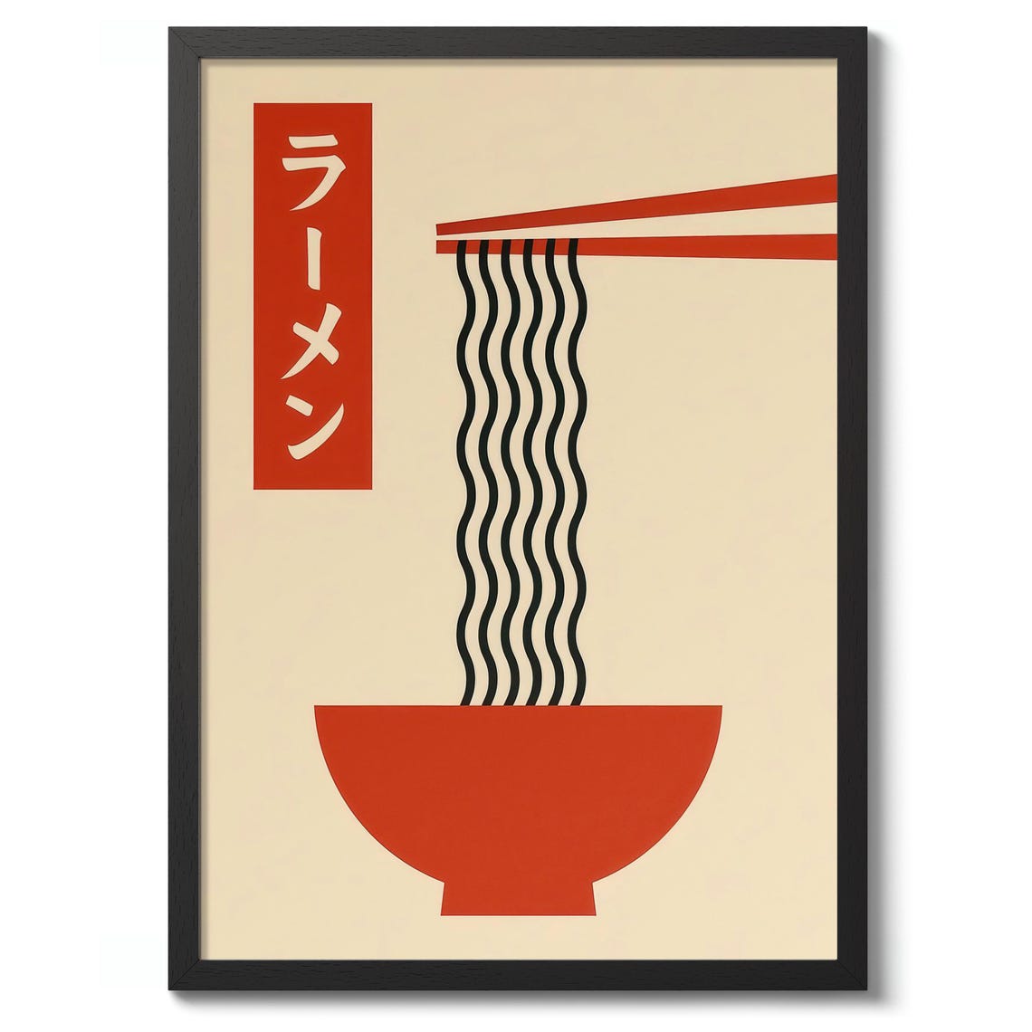 Japanese Ramen Noodle Bowl Minimalist Graphic Kitchen Wall Art