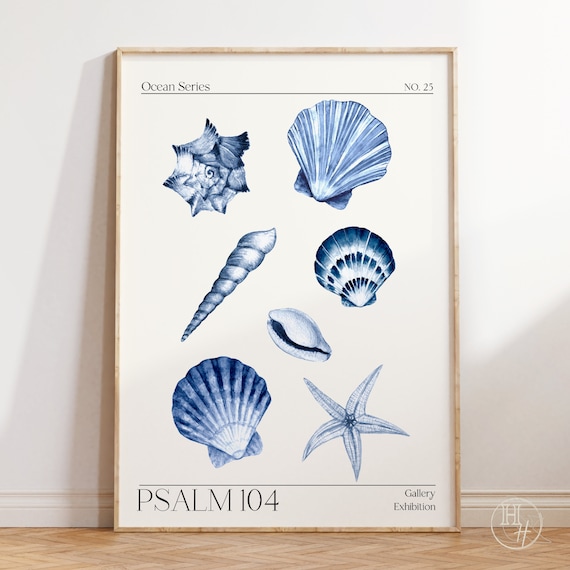 Psalm 104 Ocean Series Blue Seashell Gallery Exhibition Poster