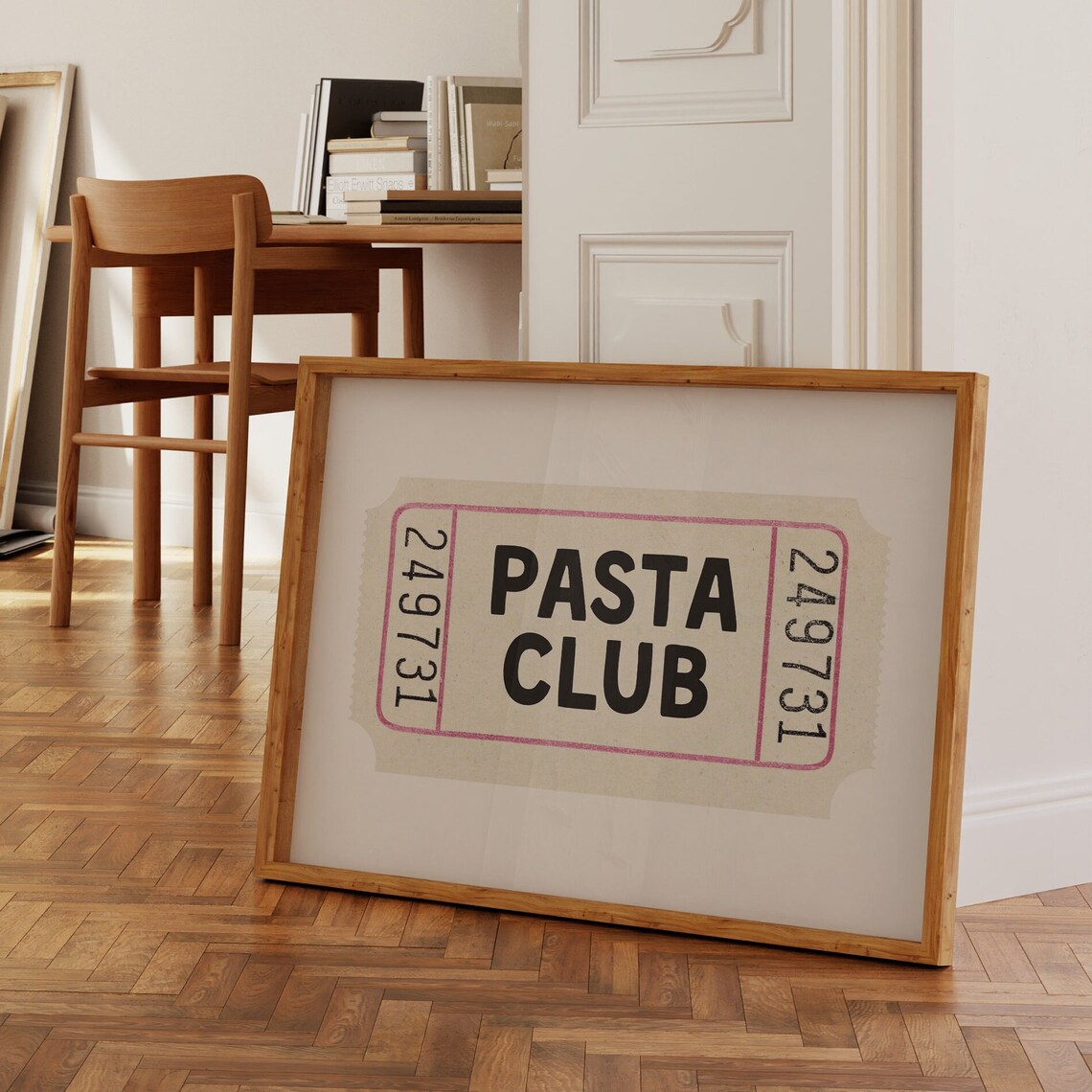 Pasta Club Pink Border Ticket Stub Cute Food Lover Kitchen Wall Poster - Image 2