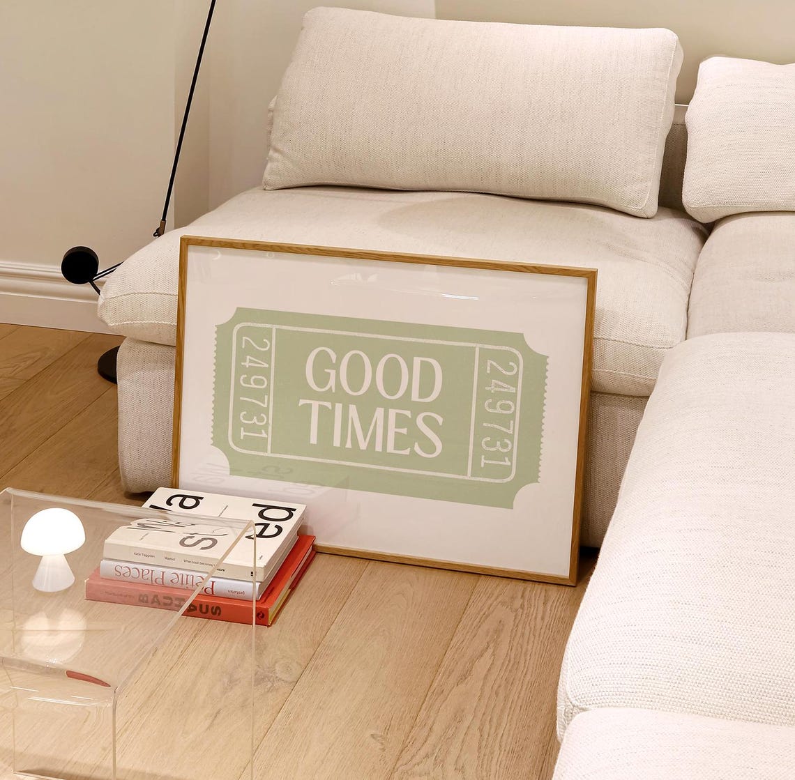 Good Times Green Retro Ticket Stub Quote Minimalist Art Poster