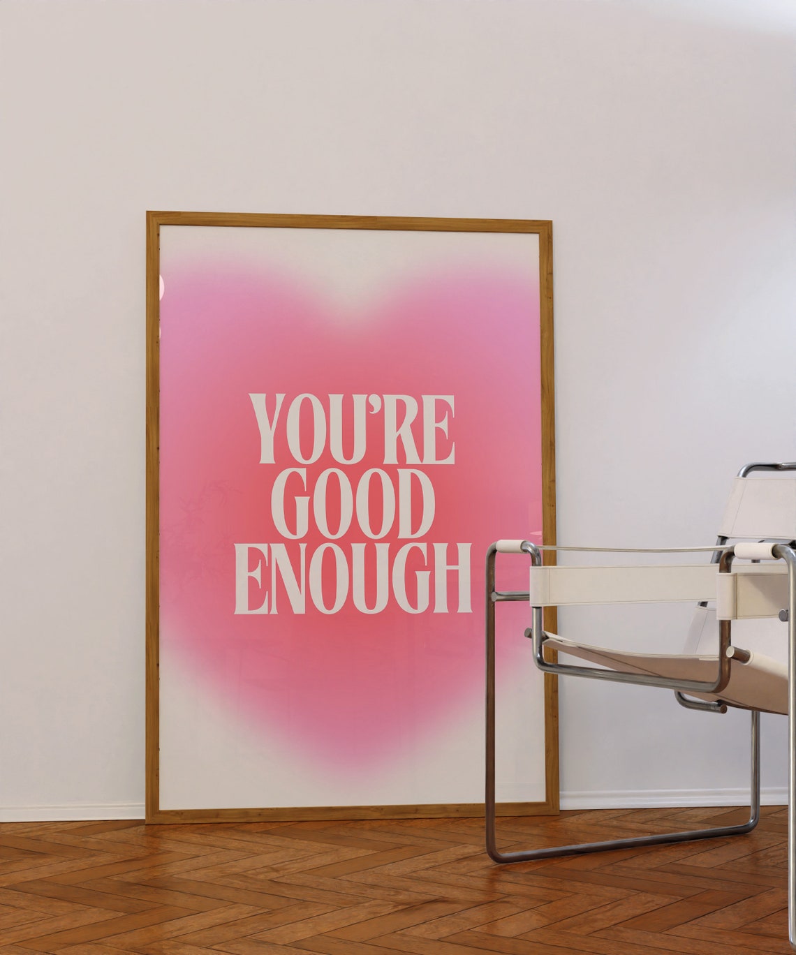 You Are Good Enough Pink Aura Gradient Affirmation Typography Poster - Image 2