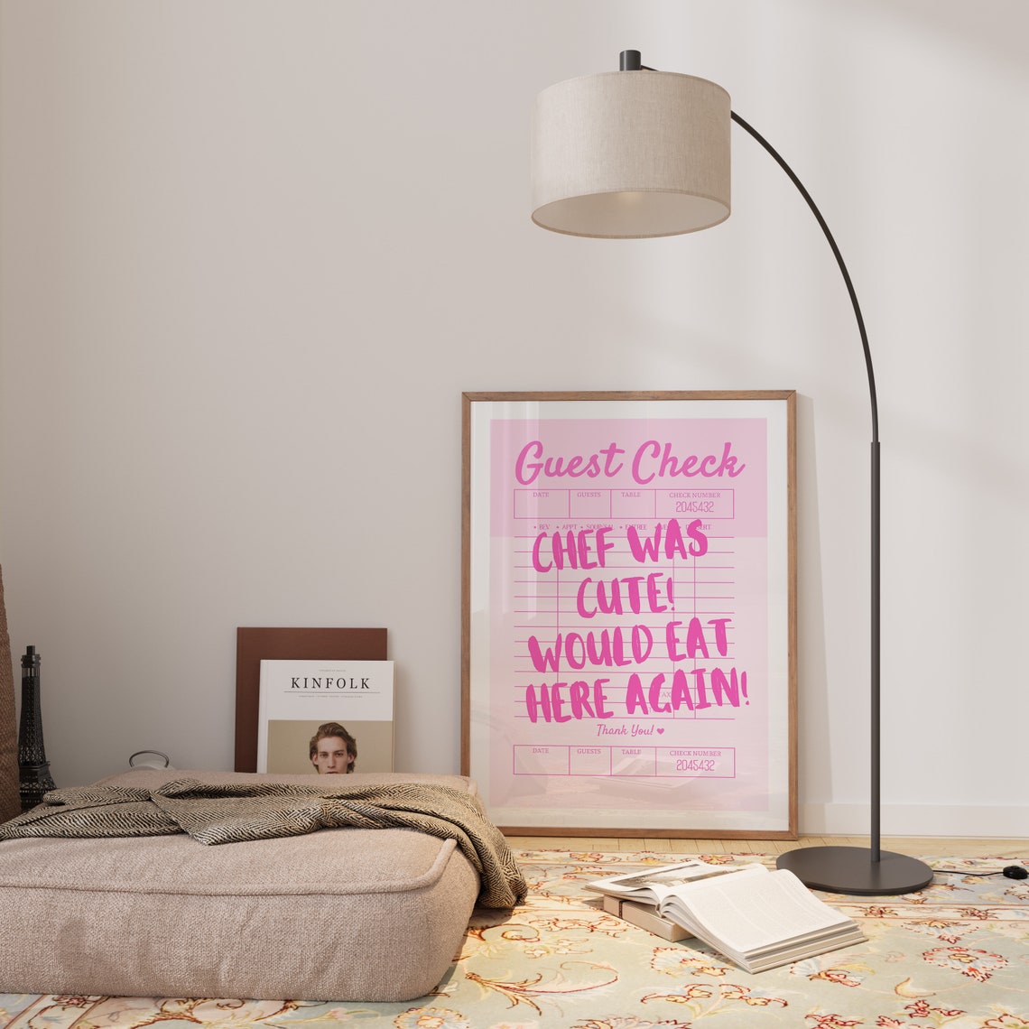 Chef Was Cute Pink Guest Check Restaurant Receipt Funny Quote Poster - Image 3