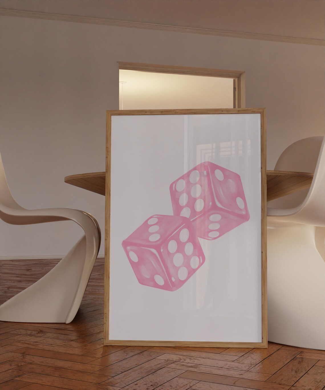 Pink Wall Art Dice Art Aesthetic Room Decor Preppy Art Prints Trendy Wall Art Girly Wall Art Pink Art Prints Teen Girl Decor Dorm - Image 3