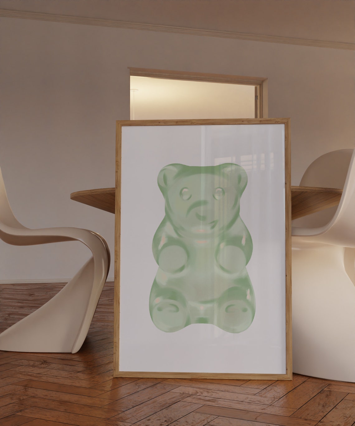 Sage Green Giant Gummy Bear Oversized Sweet Candy Art Minimal Poster - Image 2
