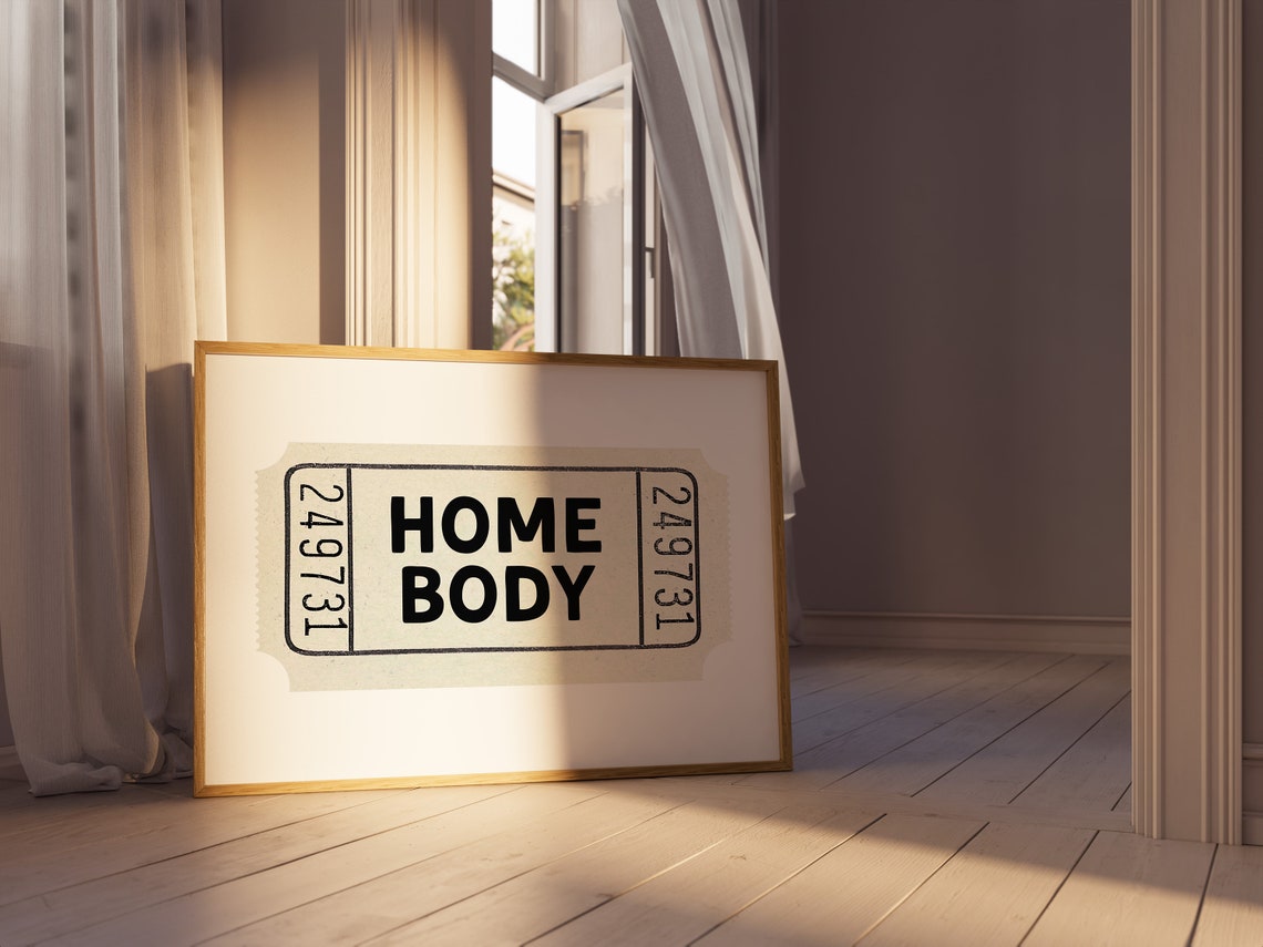 Home Body Cream Ticket Stub Cozy Introvert Quote Wall Poster - Image 3