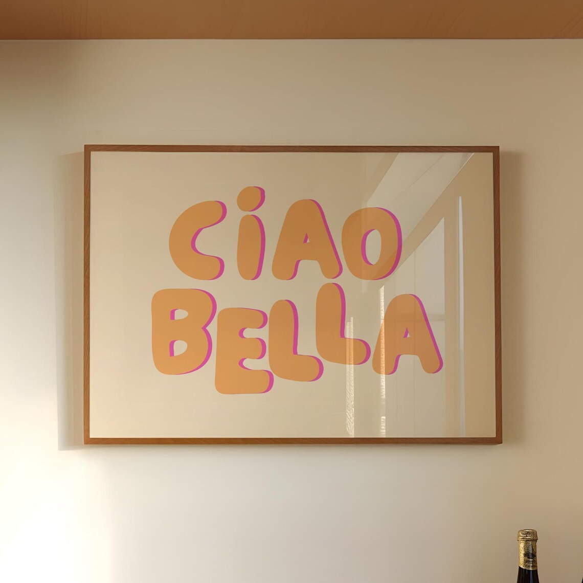 Ciao Bella Orange Pink Bubble Lettering Italian Quote Poster - Image 4