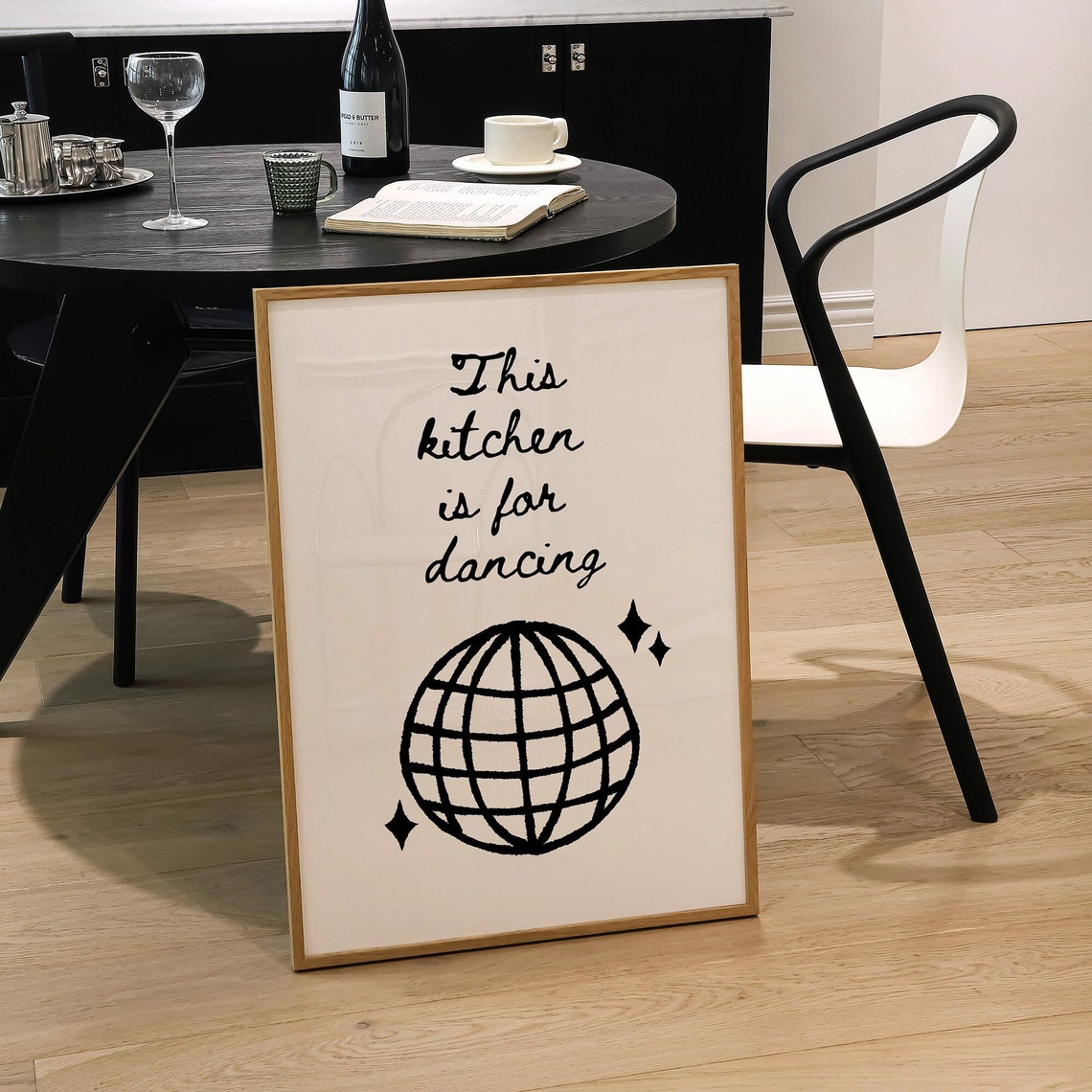 This Kitchen Is for Dancing Disco Ball Script Poster Kitchen Decor - Image 3