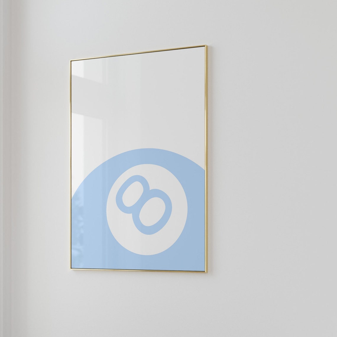 Pastel Blue 8 Ball Retro Minimalist Graphic Aesthetic Wall Art