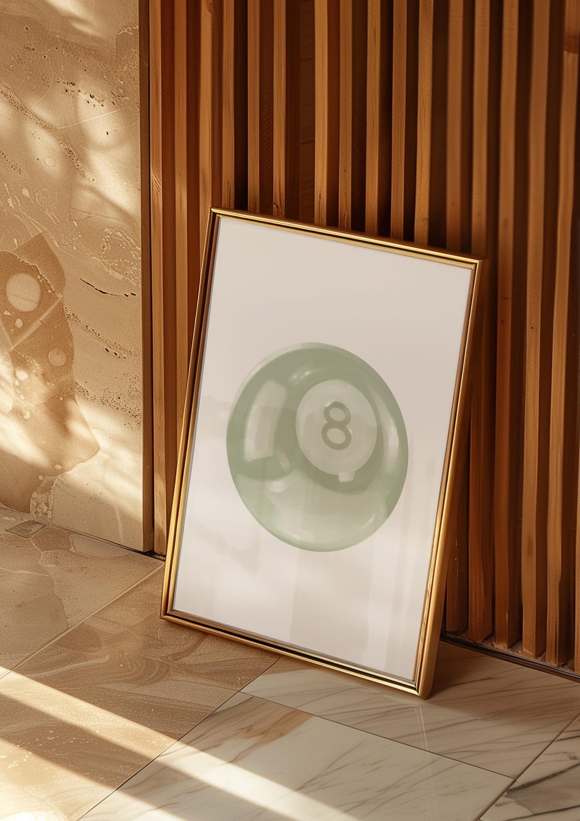 Sage Green 8 Ball Soft Watercolor Minimalist Preppy Wall Poster - Image 4